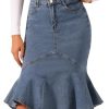 41kojIIsMiL.jpg Denim Jean Skirt for Women's High Waist Bodycon Ruffles Fishtail Skirts