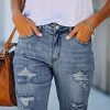41kxOvOImpL.jpg Women's Ripped Mid-Rise Denim Bermuda Shorts Frayed Raw Hem Stretch Jean Shorts