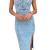 41ldoHUBVCL.jpg Denim Dress for Women Sleeveless Side Slit Bodycon Midi Jean Dresses for Women 2025