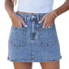 41loNX1A7UL.jpg Jean Skorts for Woman Trendy High Waisted Stretchy Denim Skirt with Shorts Casual Patch Pocket Mini Skort Skirts