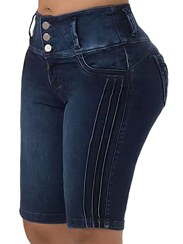 41lqtzIq5EL.jpg Denim Mid Waist Butt Lifting Jeans Shorts for Women Bermuda Skinny Shorts