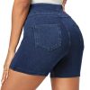 Stretchy Jean Shorts for Women High Waisted Pull On Jorts with Pockets Denim Shorts Women Summer Casual Shorts 2025