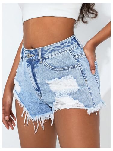 41mIY3EyWtL.jpg Women's Denim Shorts High Waisted Ripped Distressed Casual Jean Shorts with Pockets