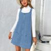 41mJRZvfX2L.jpg Women's Sleeveless Casual Denim Dress Crewneck Vintage Loose Jean Overall Dress with Pockets