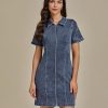41n-6j5VdL.jpg Denim Dresses for Women Summer Casual Zip Up Short Sleeve Western Short Stretchy Jean Dress with Pockets