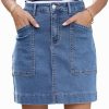 Women's Jean Skirt High Waisted Stretch Casual Summer Zimbaplatinum Denim Skirt with Pockets