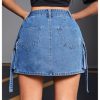 Women's Denim Skirt Button Y2k Mini Cargo Jean Skirts with Flap Pocket