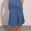 41nOPlc7XL.jpg Women's Washed Fishtail Denim Skirt High Waist Raw Hem Fashion Casual Midi Jean Skirts with Pockets
