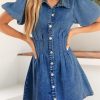 41nOxoNFL1L.jpg Denim Dress for Women Puff Sleeve Mini Jean Dresses for Women 2025 Summer Casual Denim Dress