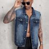 41nRIRkBo-L.jpg Men's Denim Vest Sleeveless Ripped Slim fit Distressed Jean Jacket