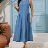 41nioUUsHDL.jpg Women's Sleeveless Backless Denim Maxi Dress Casual A Line Cut Out Long Flowy Jean Tank Dress