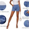 41oX0rV06qL.jpg Womens Jean Shorts High Waisted Summer Cotton Stretchy Casual Pull On Beach Elastic Waist Denim Shorts with Pockets