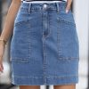 Women's Jean Skirt High Waisted Stretch Casual Summer Zimbaplatinum Denim Skirt with Pockets