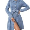 41pdiVpMEDL.jpg Women's Denim Dresses Long Sleeve Button Down Midi Jean Dress