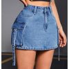 Women's Denim Skirt Button Y2k Mini Cargo Jean Skirts with Flap Pocket