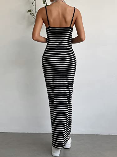 41qqsl0ui-L.jpg women's dress Striped Print Cami Bodycon Dress without Denim Jacket dress IPADSA