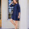 41qqydCSHWL.jpg Women's Denim Dress V Neck Tiered Jean Dress Flowy Babydoll Dresses