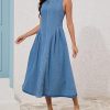 41rDNN3kkJL.jpg Women's Sleeveless Backless Denim Maxi Dress Casual A Line Cut Out Long Flowy Jean Tank Dress