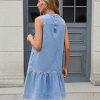 41rFKBKSNSL.jpg Women's Denim Mini Dress Sleeveless Drop Waist Ruffle Hem Summer Cute Tank Short Dress