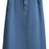 41rGY9Po6xL.jpg Women's Summer Casual Elastic Waist Pockets Work Midi Denim A Line Skirt