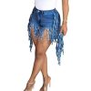 Jean Shorts for Women Juniors, Summer High Waisted Stretchy Frayed Raw Hem Tassels Denim Shorts