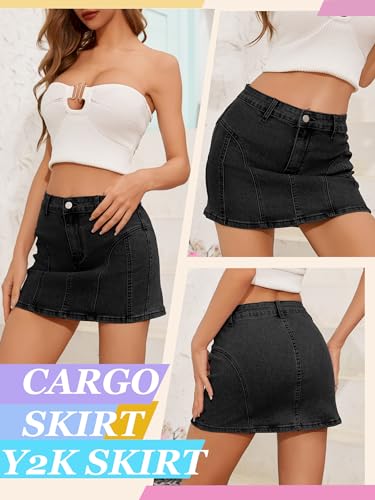 41rf9COSlML.jpg Low Waist Denim Skirt Y2k Cargo Skirt Suitable for Daily Leisure Travel Date Picnic Mini Jean Skirts for Women