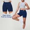 Stretchy Jean Shorts for Women High Waisted Pull On Jorts with Pockets Denim Shorts Women Summer Casual Shorts 2025