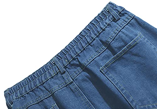 41sYuHhvq4L.jpg Women's Summer Casual Elastic Waist Pockets Work Midi Denim A Line Skirt