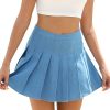 41sluwiCSVL.jpg Womens Denim Skirt High Waisted Zipper A-Line Skater Jean Pleated Mini Skirts
