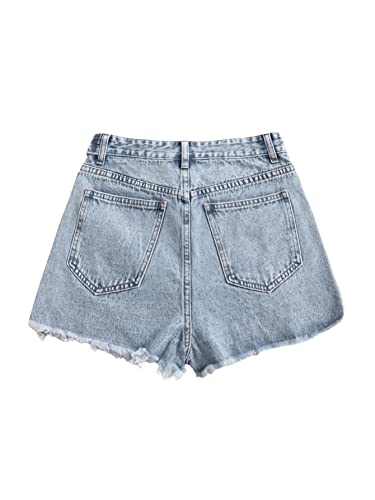 41t1SqeIj4L.jpg Women's Casual High Waist Raw Hem Ripped Denim Jean Shorts with Pocket