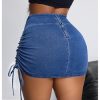 41tNuT4Tl0L.jpg Women's Plus Size Cross Wrap Waist Denim Skirt Drawstring Side Mini Skirt