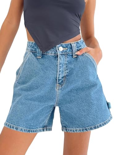 41tU2E06g3L.jpg Womens High Waisted Boxy Denim Shorts Summer 2025 Casual Button Down Baggy Jean Shorts with Pockets