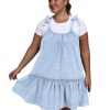 41tfxZ0c0hL.jpg Women Denim Cami Dress Tie Shoulder Ruffle Hem Short Dresses Babydoll Wash Jean Sundress with Pocket