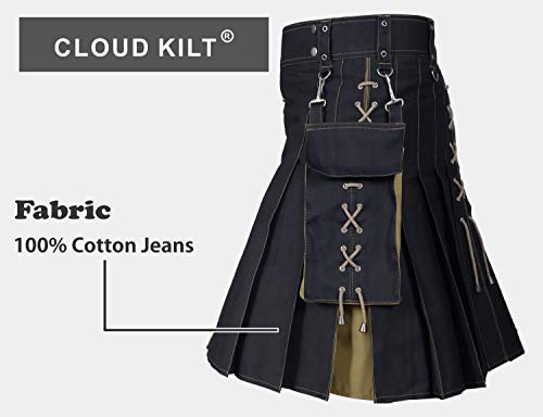 41trPNKsoaL.jpg " Kilt for Men, Modern Scottish Utility Jeans Hybrid Kilt