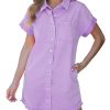 Denim Dress for Women Button Down Short Sleeves Casual Summer Jean Shirt Dresses with Pockets Frayed Hem
