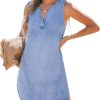 41umF9gbSKL.jpg Women's Denim Mini Dress Jean Dresses V Neck Sleeveless Casual Summer Outfits 2025 Trendy