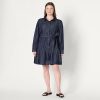 41usUtJdhdL.jpg Women's Fit and Flare Denim Chambray Long-Sleeve Tiered Shirtdress