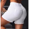 41uz7dXGZ4L.jpg Women's Ripped Jeans Drawstring Elastic Waist Skinny Denim Shorts Summer Short Pants