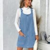 41vNabV7fLL.jpg Women's Sleeveless Casual Denim Dress Crewneck Vintage Loose Jean Overall Dress with Pockets