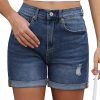 41vQ9nzRgHL.jpg Jean Shorts for Women Trendy High Waisted Distressed Ripped Stretchy Denim Shorts Fold Hem Summer Casual Jorts