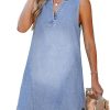 41vdMDR6GqL.jpg Women's Denim Mini Dress Jean Dresses V Neck Sleeveless Casual Summer Outfits 2025 Trendy