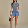 Jean Shorts for Women Trendy Mid Rise Casual Summer Jorts Distressed Cut Off Stretchy Denim Shorts with Pockets