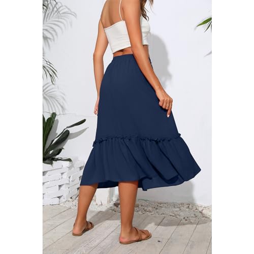 41w7GdNylgL.jpg High Waist Tiered Skirts for Women Flowy Skirts for Women Below Knee with Pockets 2025 Fashion Trendy