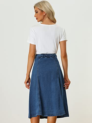 41wROUdGq2L.jpg Womens' Denim Skirt High Waist Button Front A-Line Casual Summer Midi Jean Skirts with Pockets