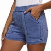 41wSIjc21KL.jpg Womens Jean Shorts High Waisted Summer Cotton Stretchy Casual Pull On Beach Elastic Waist Denim Shorts with Pockets