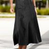 41xhtpVyECL.jpg A-Line High Rise Vintage Wash Stitch Detail Long Denim Skirt Without Belt