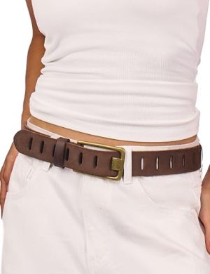 Womens Genuine Leather Belt for Jeans Pants Width 1.57" Western Cowgirl Wide Belts for Ladies with Gift Box