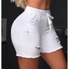 41ytiVdmoJL.jpg Women's Ripped Jeans Drawstring Elastic Waist Skinny Denim Shorts Summer Short Pants