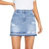 Women Denim Skirt High Waist Raw Hem Stretch Ripped Casual Mini Jean Skirts