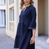 41zDb02f6eL.jpg Women's Denim Dress V Neck Tiered Jean Dress Flowy Babydoll Dresses